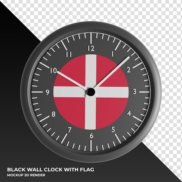 PSD 3d-darstellung der wanduhr mit der flagge von dschibuti