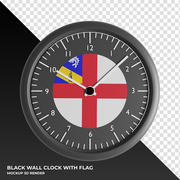 PSD 3d-darstellung der wanduhr mit der flagge von hongkong