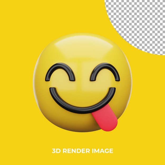 3d emoji rosto saboreando comida