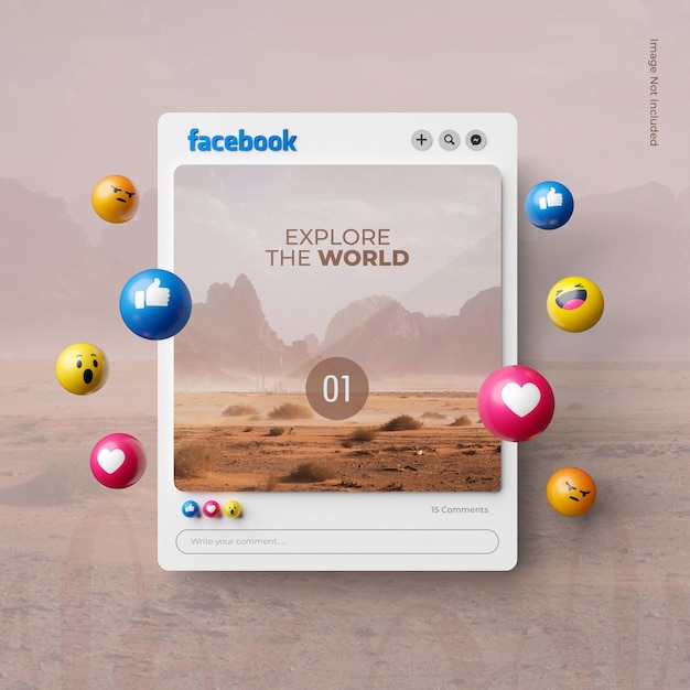 PSD 3d ha reso il mockup dell'alberino di facebook isolato