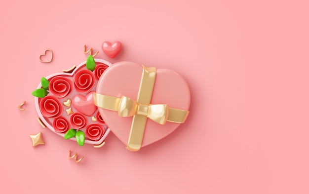 3D-Hintergrund mit Valentinstag-Verkauf