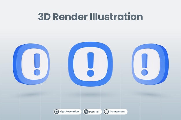 3d icona illustrazione punto esclamativo isolato