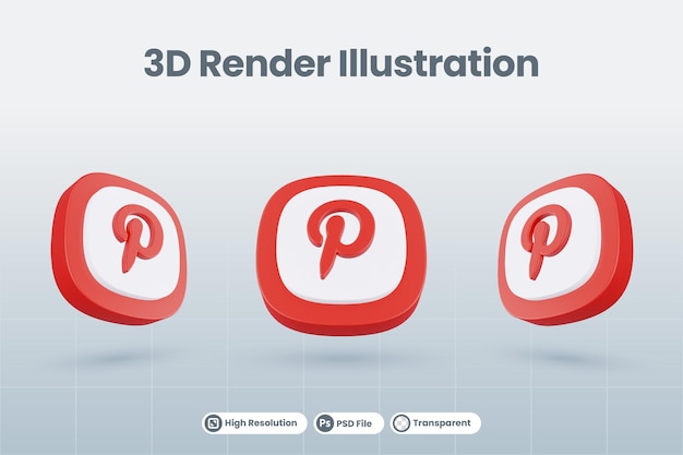 PSD 3d ícone caminho logotipo de mídia social isolado renderização