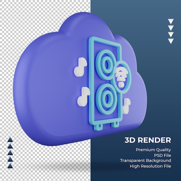 3d ícone internet nuvem alto-falante sinal renderizando vista esquerda