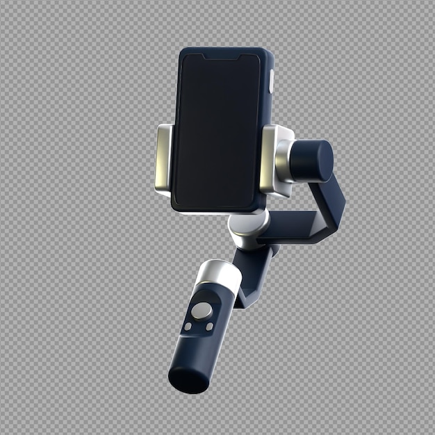 PSD 3d-illustration eines selfiesticks mit handy, der zum aufnehmen von selfies und videos für ein gutes video verwendet wird