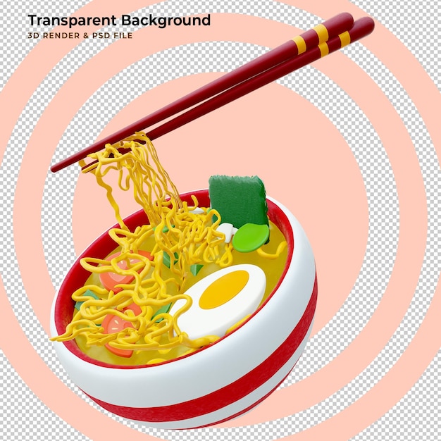 3d illustration de nouilles ramen