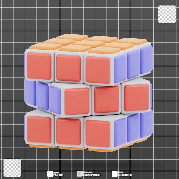 PSD 3d-illustration von rubiks spielzeug