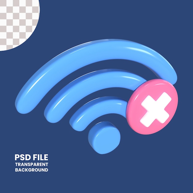 PSD 3d-illustrations-symbol mit wifi-abspannung