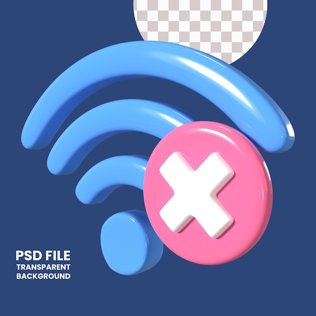 PSD 3d-illustrations-symbol mit wifi-abspannung