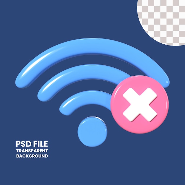 PSD 3d-illustrations-symbol mit wifi-abspannung