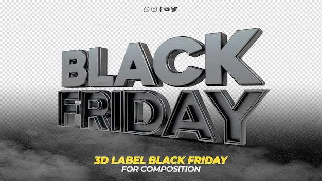 3d label black friday para campanhas de marketing no brasil