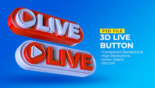 3D Live Button Social Media Live-Streaming-Beitrag