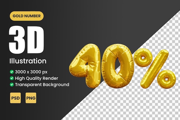 3d ouro número 40 por cento de desconto