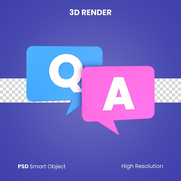 PSD 3d pergunta e resposta renderização isolada