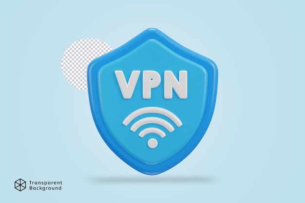 PSD 3d protect shield com ícone de rede vpn