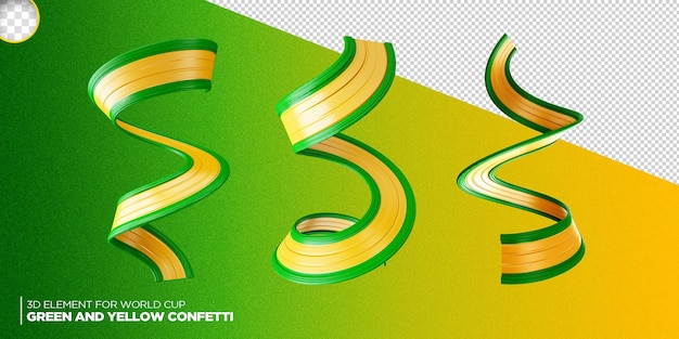 3d rendem confetes coloridos do brasil para a copa do mundo