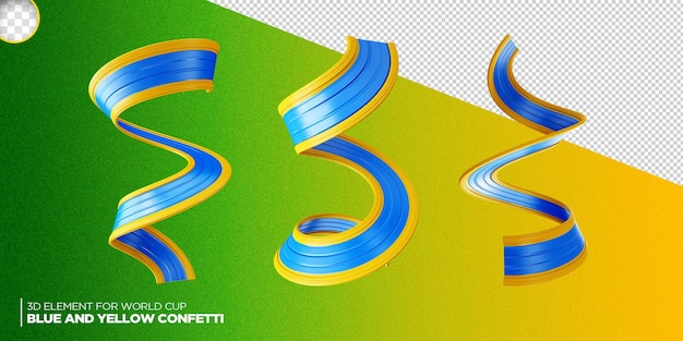 3d rendem confetes coloridos do brasil para a copa do mundo