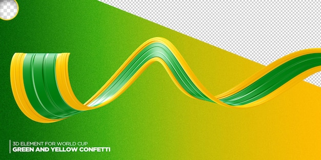 3d rendem confetes coloridos do brasil para a copa do mundo