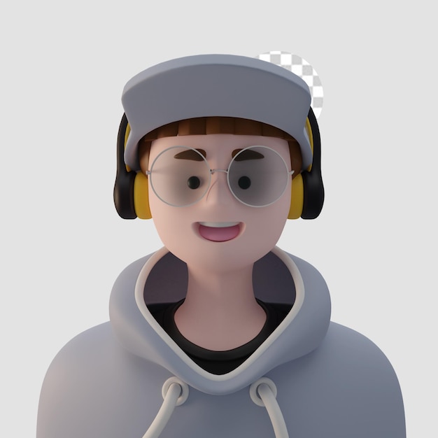 PSD 3d-render-cartoon-avatar isoliert