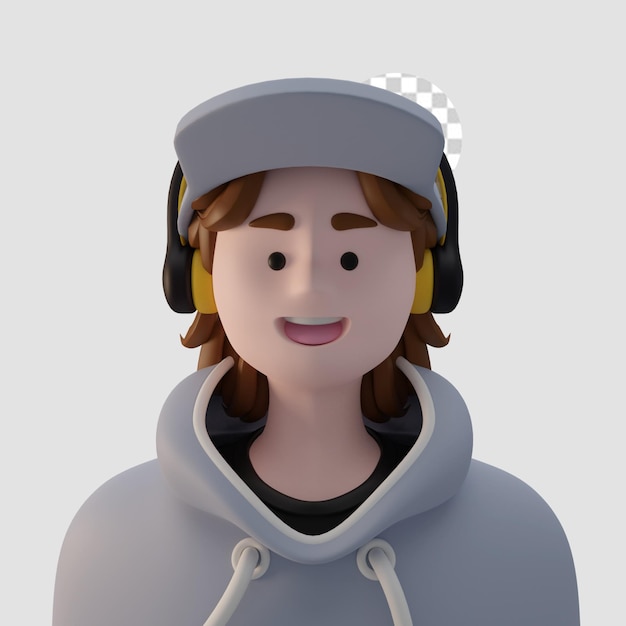 PSD 3d-render-cartoon-avatar isoliert