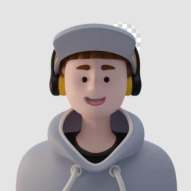 PSD 3d-render-cartoon-avatar isoliert