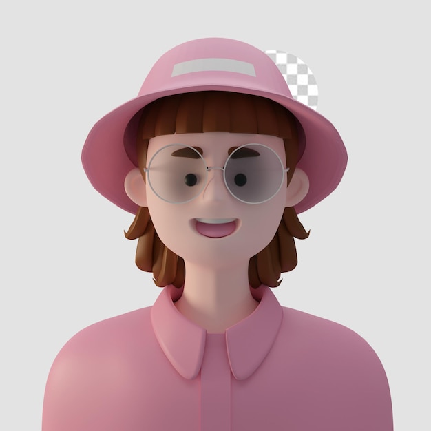 PSD 3d-render-cartoon-avatar isoliert