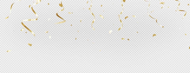 3D render de confete dourado em fundo transparente