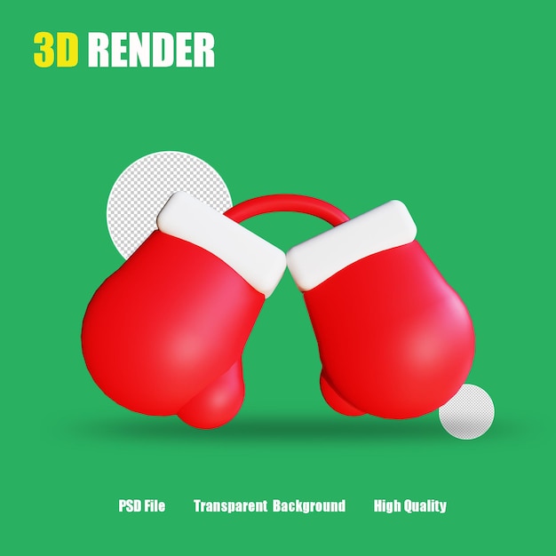 3D RENDER ICON HANDSCHUHE WEIHNACHTEN