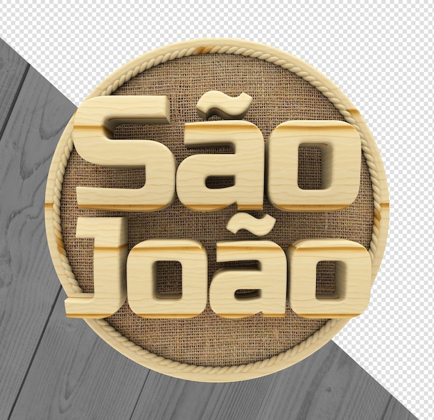 PSD 3d render são joao com madeira para festa na festa junina brasileira