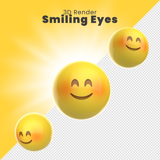 PSD 3d render simpatica emoji sorridente con variazioni emoji sorridente fofo