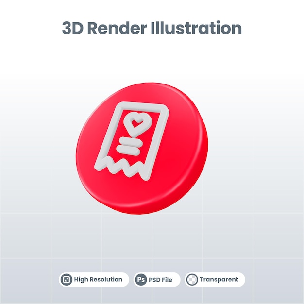 PSD 3d render valentine with qr code icon for ui ux web mobile app promozione sui social media