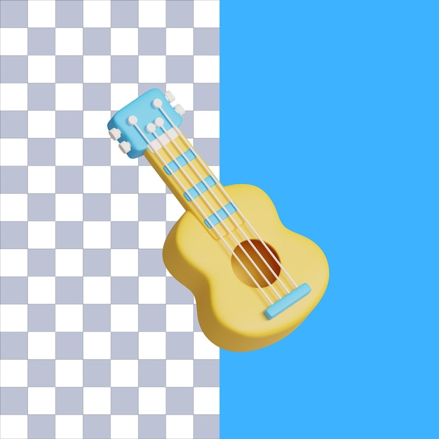 PSD 3d-rendering einer ukulele-sommer-ikone