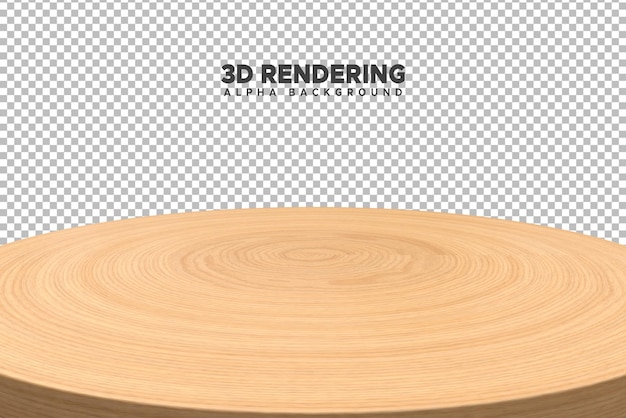 PSD 3d-rendering eines holztisches mit einem ausschnitt daraus