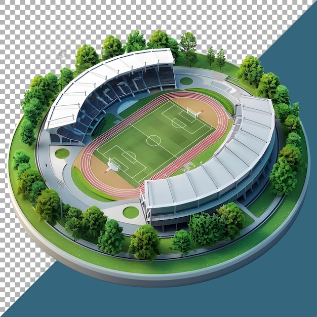 PSD 3d-rendering eines isometrischen stadions auf durchsichtigem hintergrund