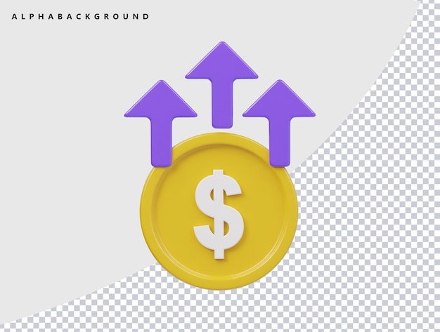 PSD 3d-rendering-ikonen für das geschäftswachstum