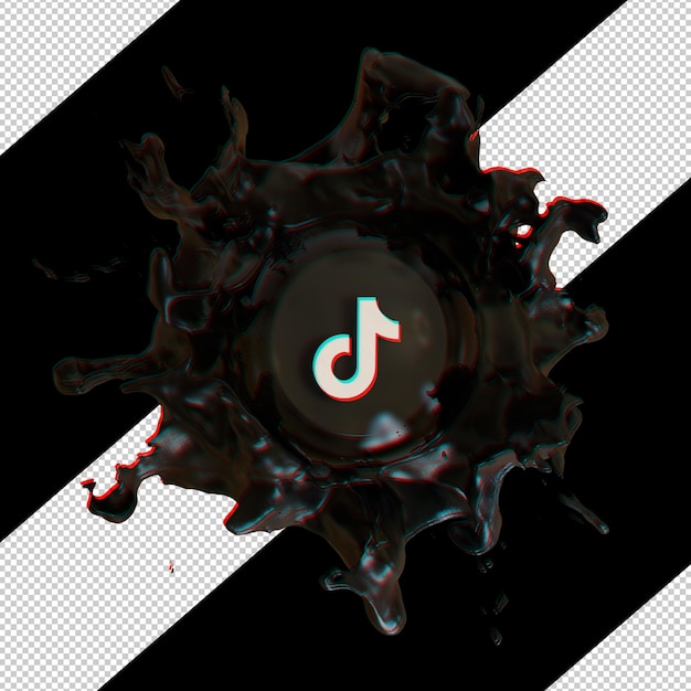 3D-Rendering in flüssigem Tiktok-Social-Media-Symbol