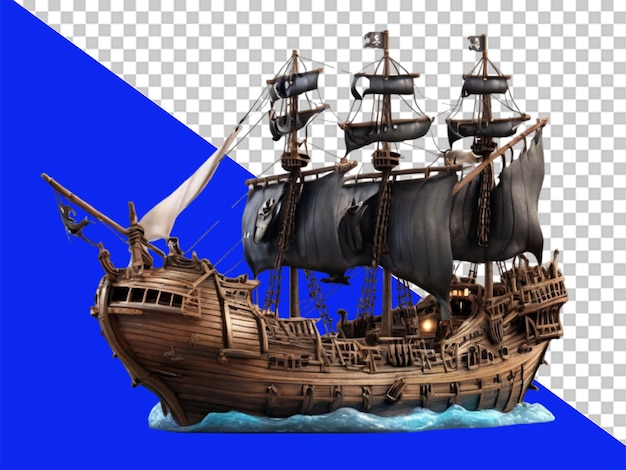 3D-Rendering von Piratenschiff Fant auf durchsichtigem Hintergrund