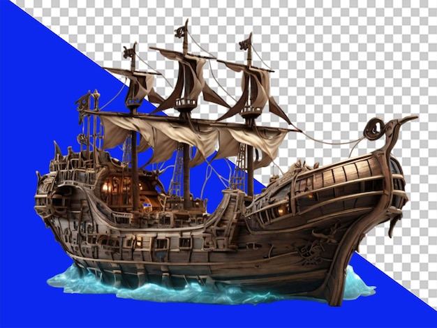 3D-Rendering von Piratenschiff Fant auf durchsichtigem Hintergrund