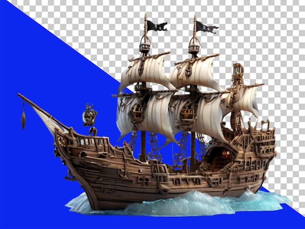 3D-Rendering von Piratenschiff Fant auf durchsichtigem Hintergrund