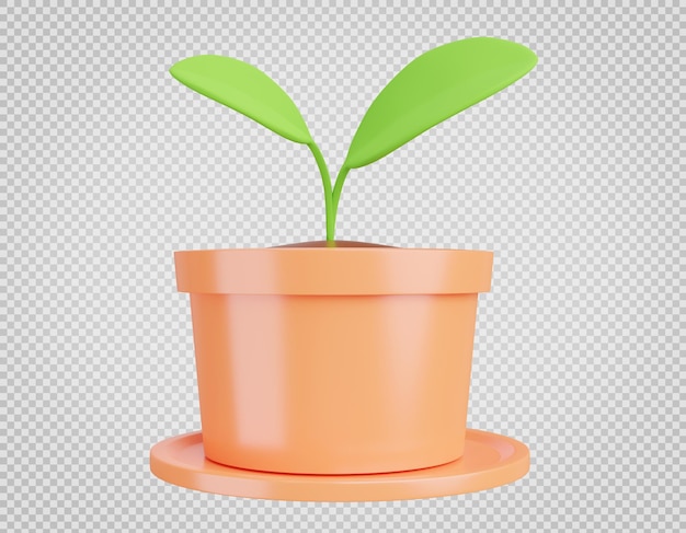 3D renderização da planta em vaso em fundo transparente