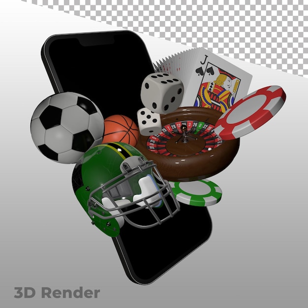 PSD 3d renderização de cassino online móvel