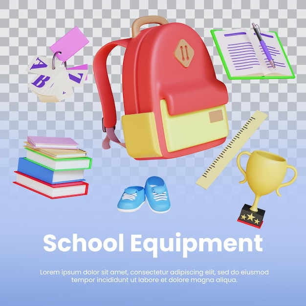 PSD 3d renderização de equipamentos escolares de nivelamento