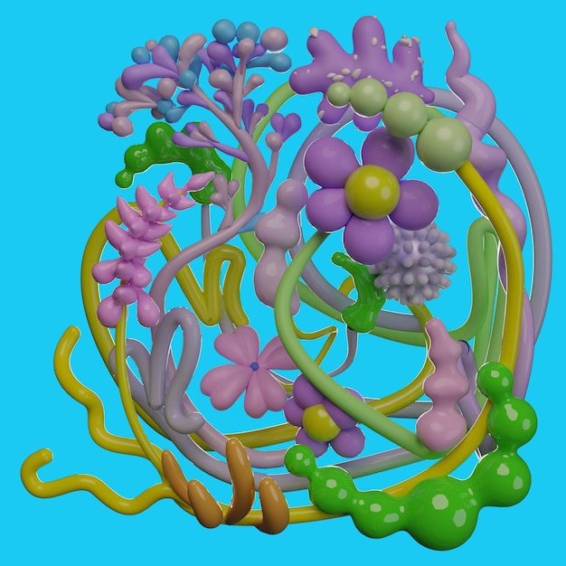 PSD 3d renderização flor de primavera