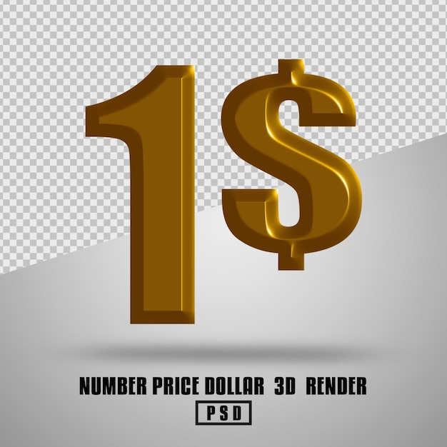 PSD 3d-renderpreiszahl-dollar-goldstil