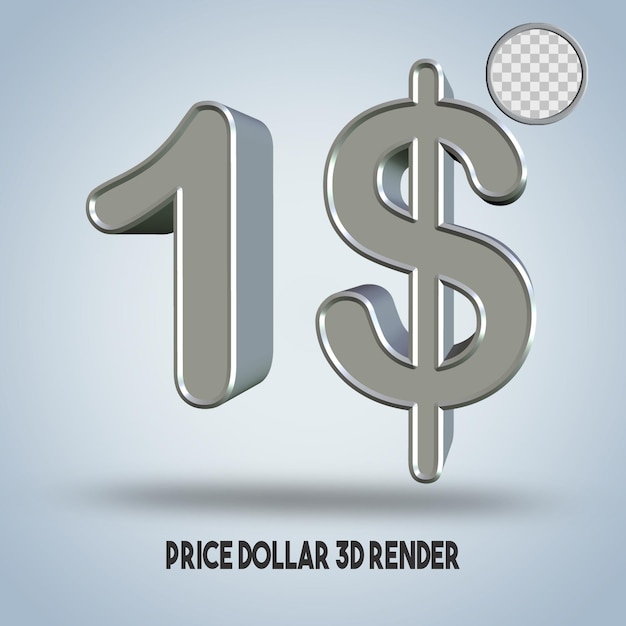 PSD 3d rendert preis 1 dollar silber stil