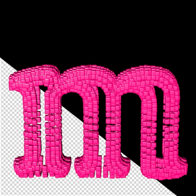 3D-Symbol aus rosa Würfeln, Buchstabe m