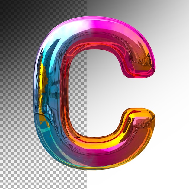 3D-Symbole C Alphabet Farbeffekt Farbverlauf Premium PSD