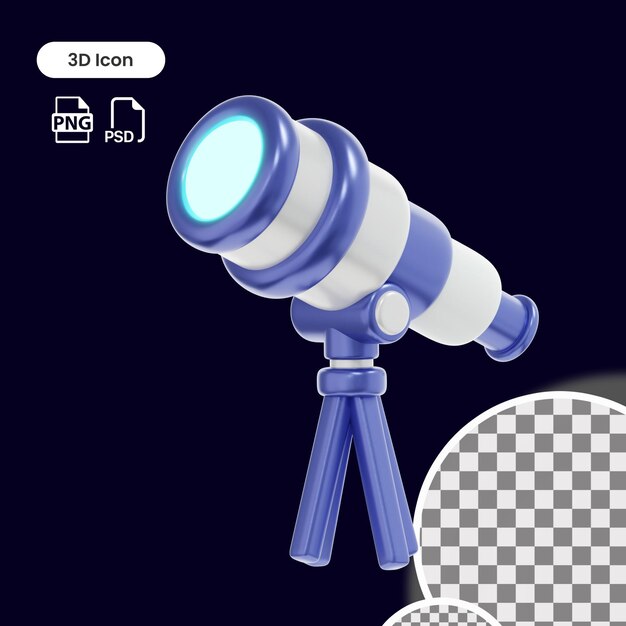 PSD 3d telescope icon premium psd