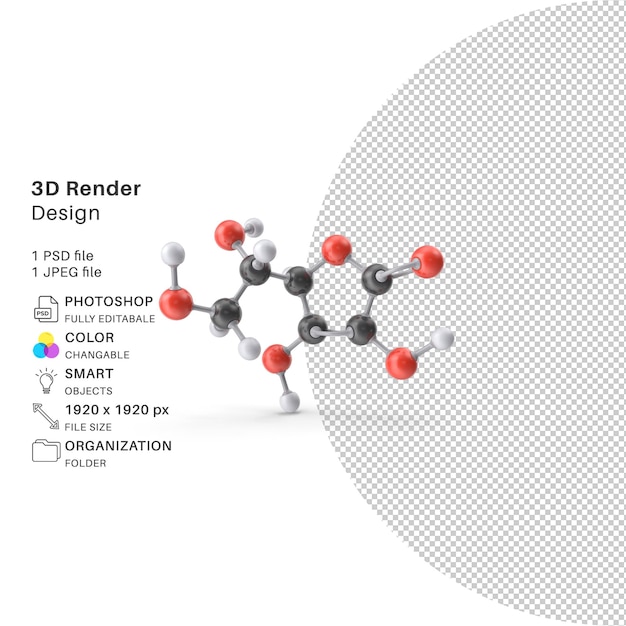 3D-Vitamin Acrobic Acid Molecule Science 3D-Darstellung