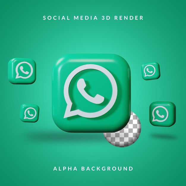 3D WhatsApp Anwendungslogo mit Alpha-Hintergrund